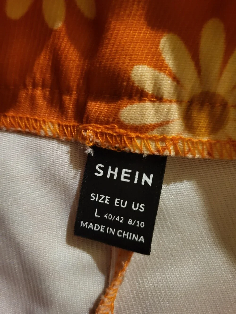 Shein Orange Daisy High Waisted Shorts Size Large Fits Like Medium